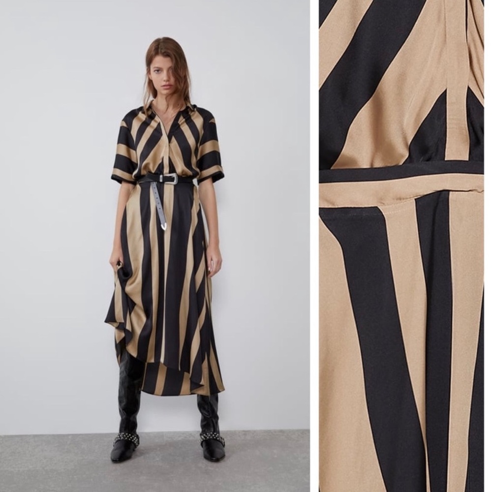 Zara Striped Satin Midi Dress